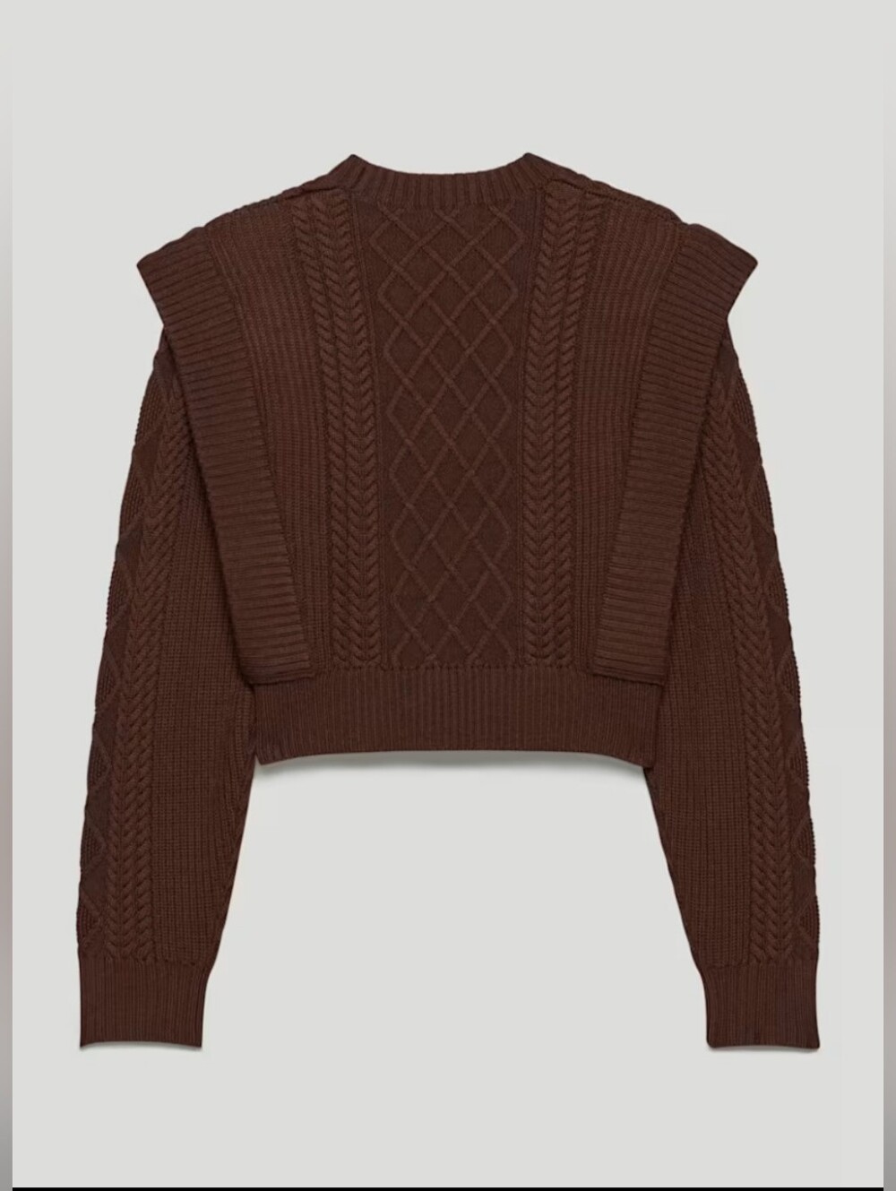 Cable-Knit Cropped Sweater in Brown - Picture 2 of 6